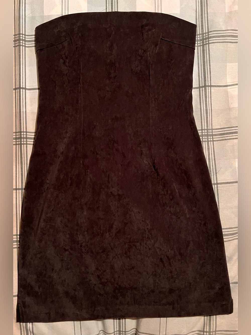 Strapless Gray Velvet Sheath Dress